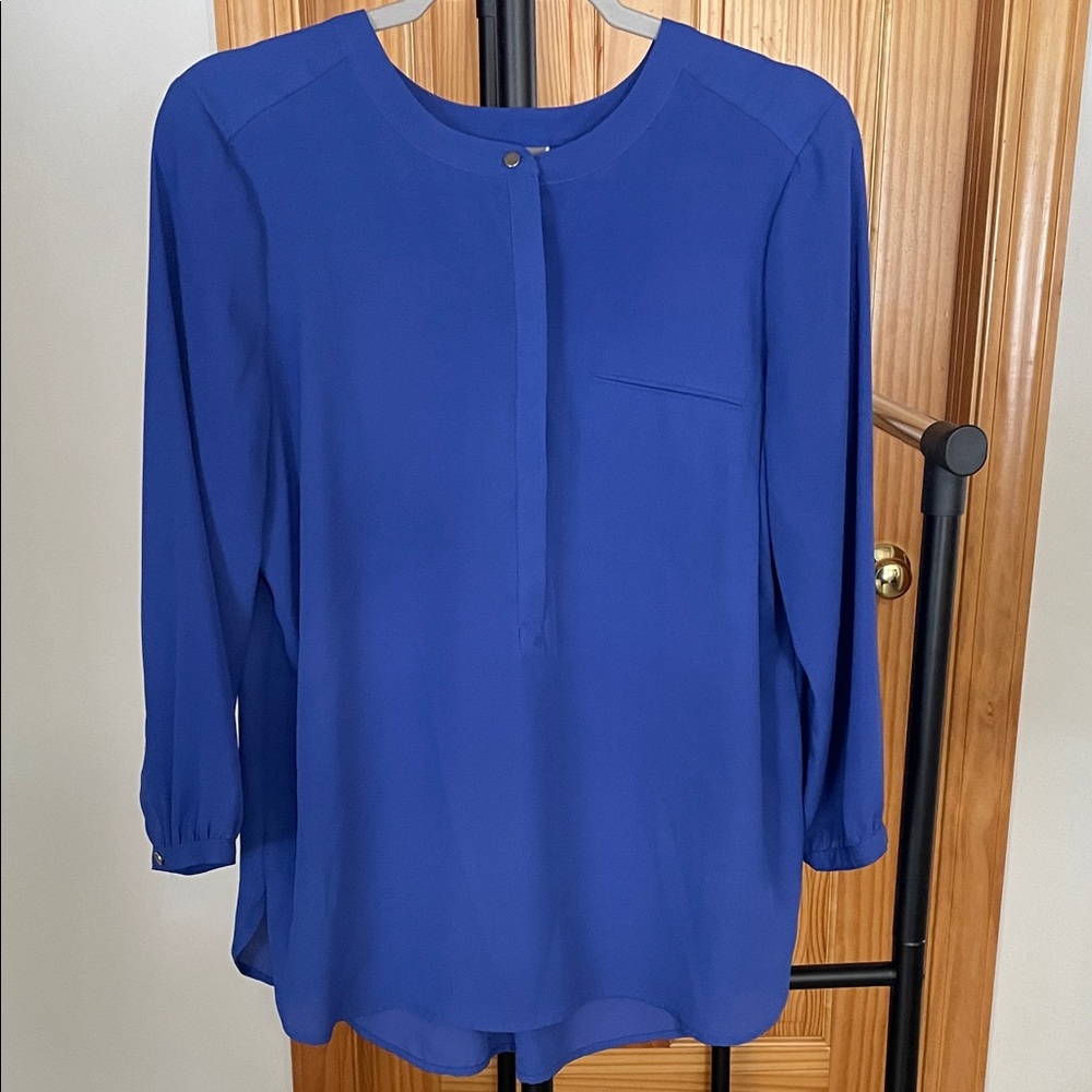 JM Collection Royal Blue button up women’s Blouse
